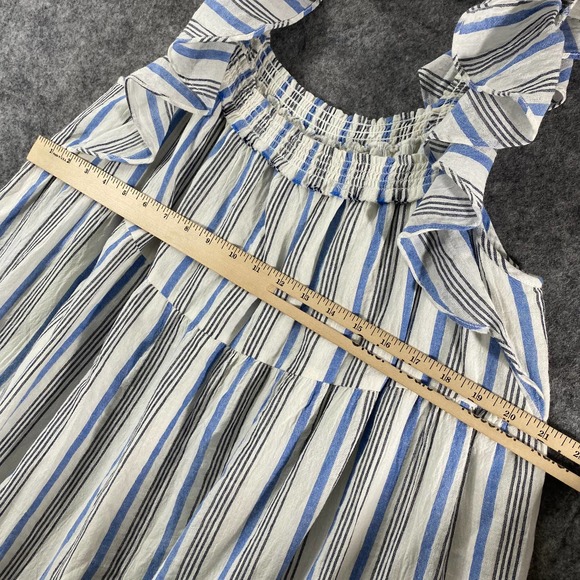 Apiece Apart Midi Dress 2 Ossetia Tiers Seaside Stripe Blue White A-Line - Picture 7 of 9